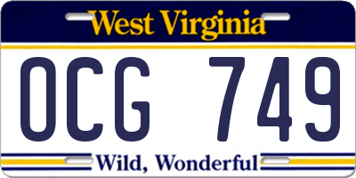 WV license plate OCG749