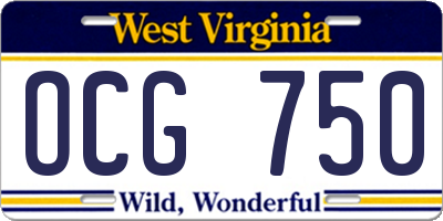 WV license plate OCG750