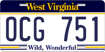 WV license plate OCG751