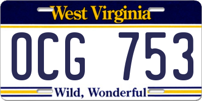 WV license plate OCG753