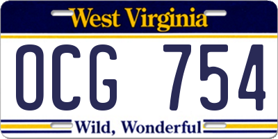 WV license plate OCG754