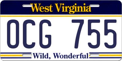 WV license plate OCG755