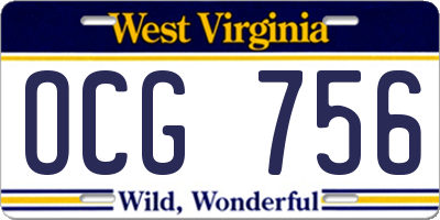 WV license plate OCG756