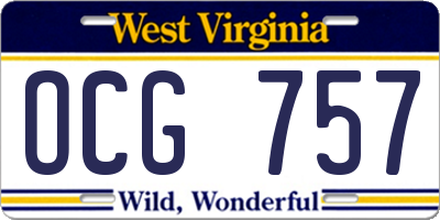 WV license plate OCG757