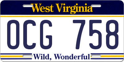 WV license plate OCG758