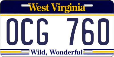 WV license plate OCG760