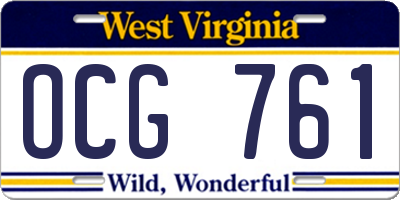 WV license plate OCG761