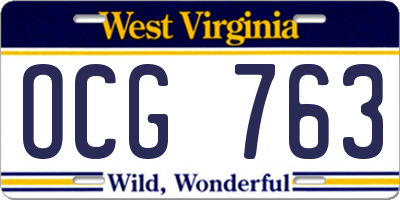 WV license plate OCG763