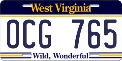 WV license plate OCG765