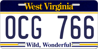 WV license plate OCG766