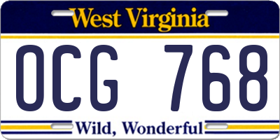 WV license plate OCG768