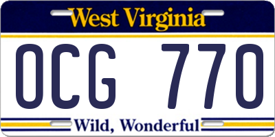 WV license plate OCG770
