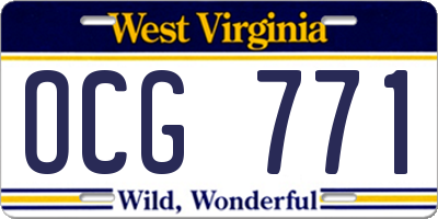 WV license plate OCG771