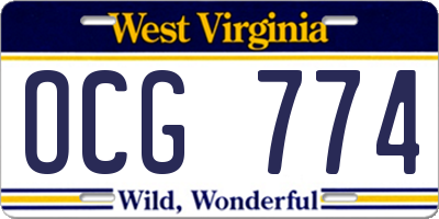 WV license plate OCG774