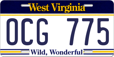 WV license plate OCG775