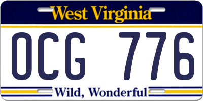 WV license plate OCG776