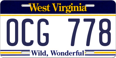 WV license plate OCG778