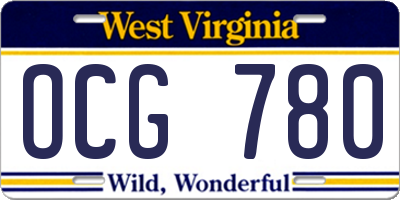 WV license plate OCG780