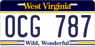 WV license plate OCG787