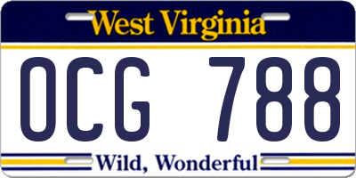 WV license plate OCG788