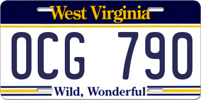 WV license plate OCG790