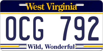 WV license plate OCG792