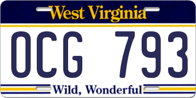 WV license plate OCG793