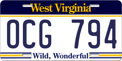 WV license plate OCG794