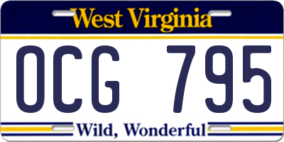 WV license plate OCG795
