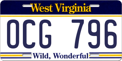 WV license plate OCG796
