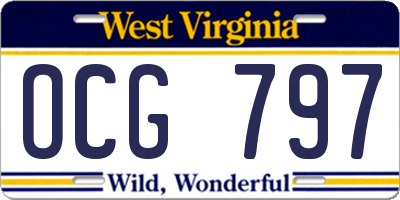 WV license plate OCG797