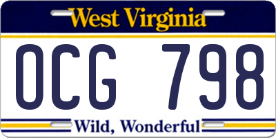 WV license plate OCG798