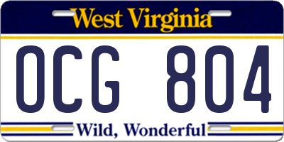 WV license plate OCG804