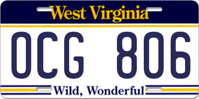 WV license plate OCG806