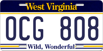 WV license plate OCG808