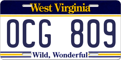 WV license plate OCG809