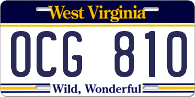 WV license plate OCG810