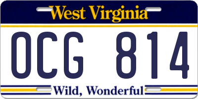 WV license plate OCG814
