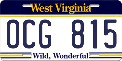 WV license plate OCG815
