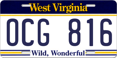WV license plate OCG816