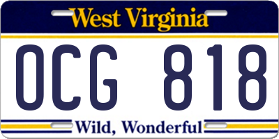 WV license plate OCG818