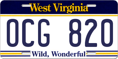 WV license plate OCG820