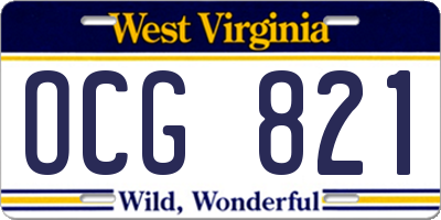 WV license plate OCG821