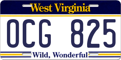 WV license plate OCG825