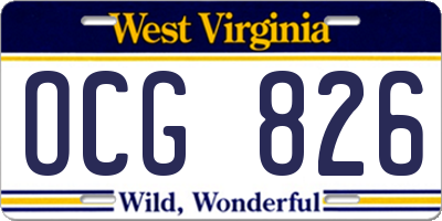 WV license plate OCG826