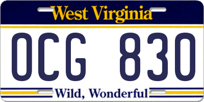 WV license plate OCG830