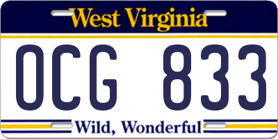 WV license plate OCG833