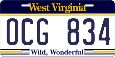 WV license plate OCG834
