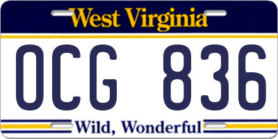 WV license plate OCG836