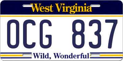 WV license plate OCG837